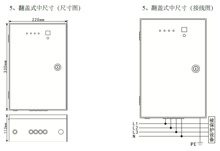翻蓋式中尺寸防雷箱 二三級電源避雷箱(T2類、箱式結構、帶雷電計數(shù)狀態(tài)指示)